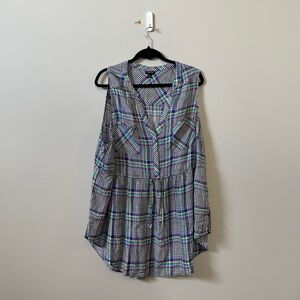 Torrid women’s Emma Babydoll Challis plaid multi coloured tunic top